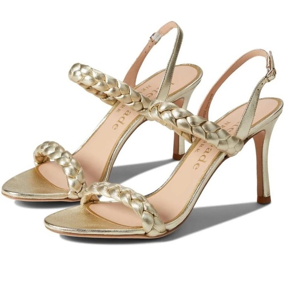 KATE SPADE NEW YORK Saffron Gold Heeled Sandals - Picture 1 of 11